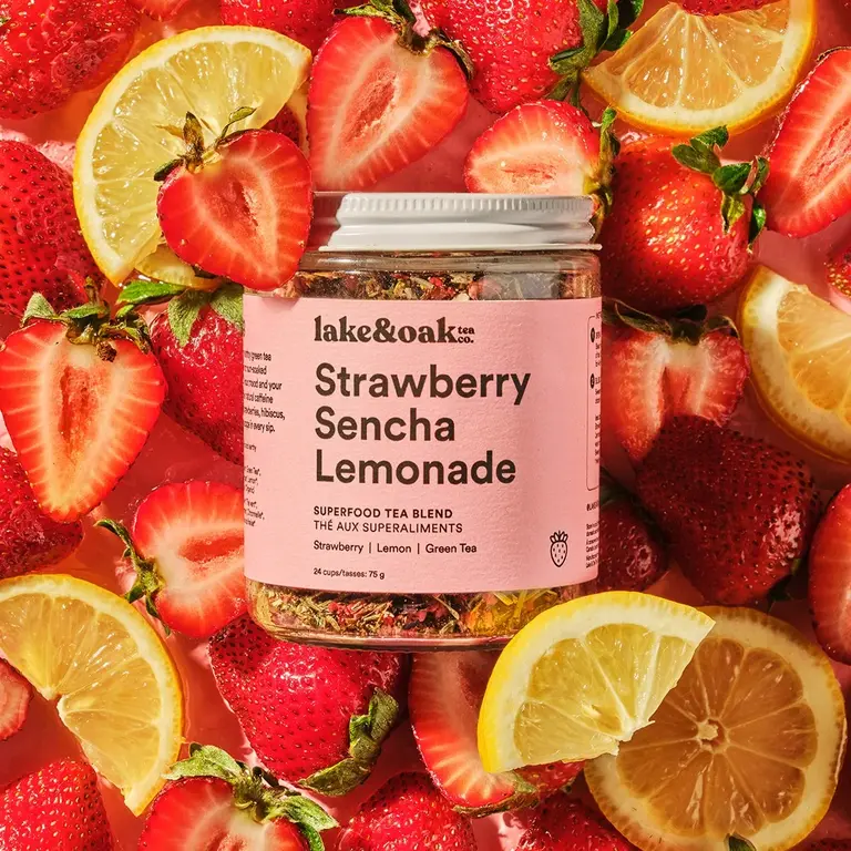 LAKE & OAK TEA CO. THÉ AUX SUPERALIMENTS - LIMONADE SENCHA À LA FRAISE