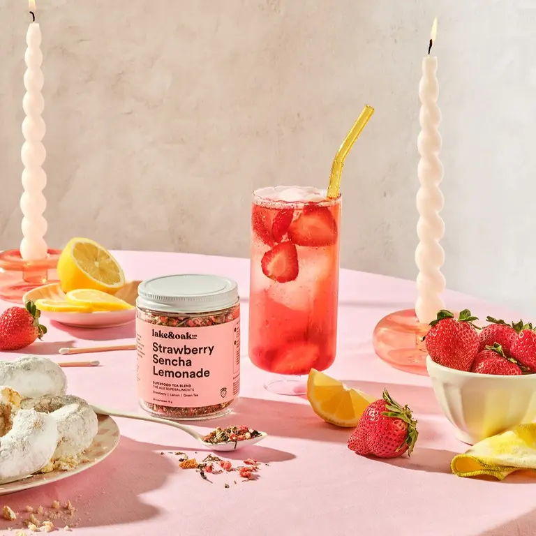 LAKE & OAK TEA CO. THÉ AUX SUPERALIMENTS - LIMONADE SENCHA À LA FRAISE