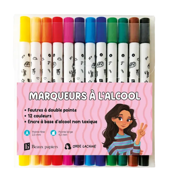JADE LACHINE ENSEMBLE DE 12 MARQUEURS À L'ALCOOL