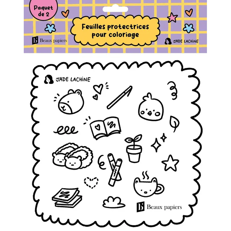 JADE LACHINE FEUILLES PROTECTRICES POUR COLORIAGE - PAQUET DE 2