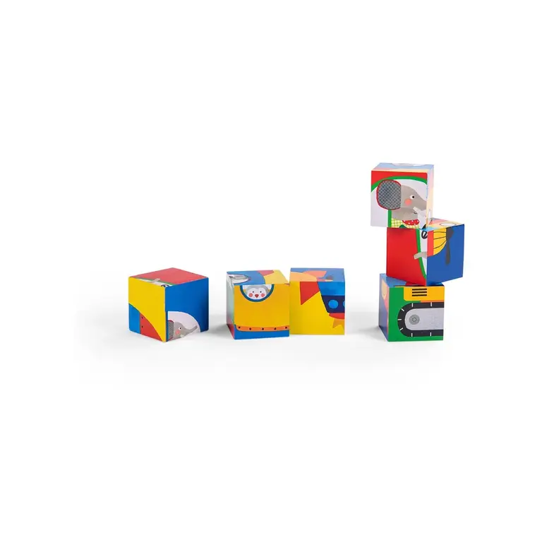 MOULIN ROTY 6 WOODEN CUBE PUZZLE - POPIPOP