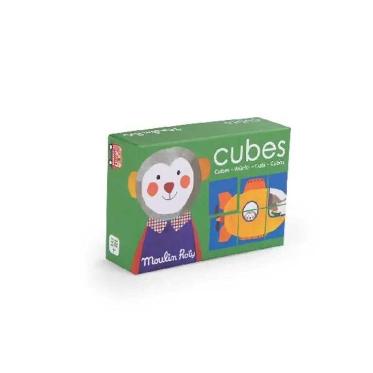 MOULIN ROTY 6 WOODEN CUBE PUZZLE - POPIPOP