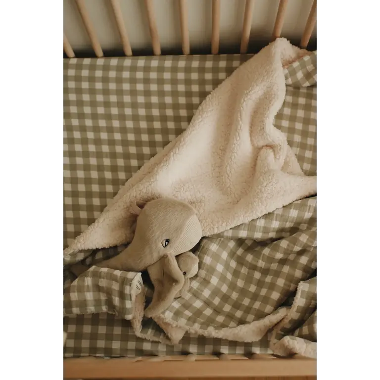 MINIKA Copy of MINIKA - COUVERTURE MOUSSELINE ET SHERPA -  STRIPE BEIGE