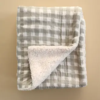 MINIKA MINIKA - COUVERTURE MOUSSELINE ET SHERPA - VICHY SAUGE