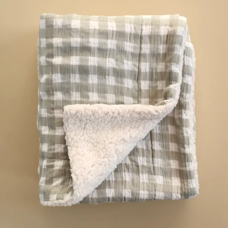 MINIKA MINIKA - COUVERTURE MOUSSELINE ET SHERPA - VICHY SAUGE