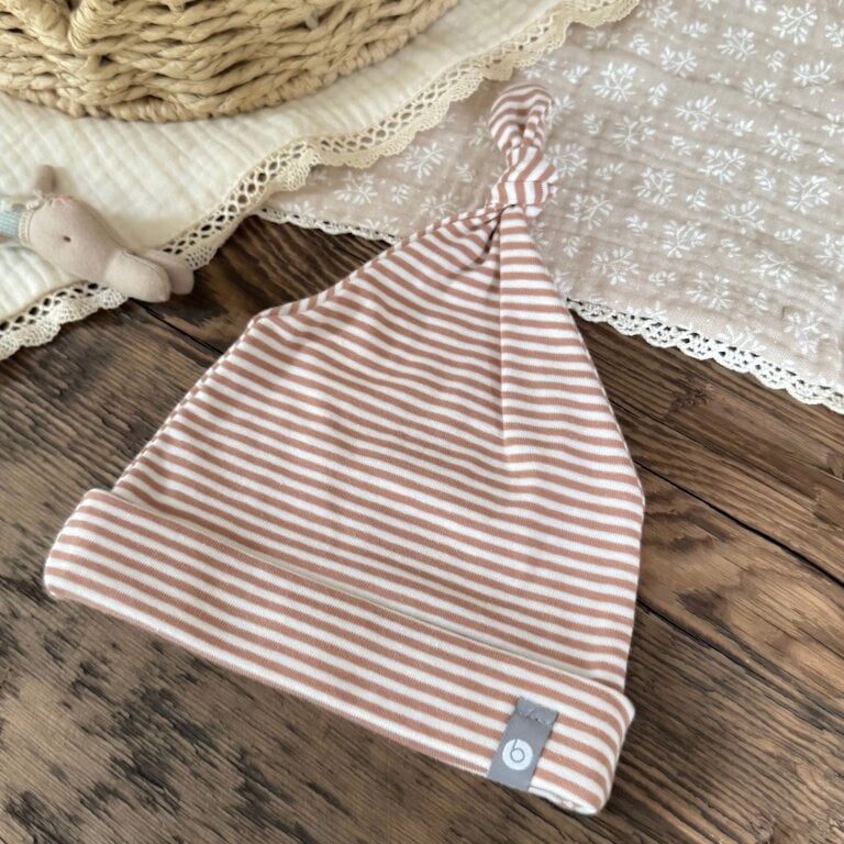 BALUCHON BONNET NOUVEAU - NÉ (0-3 MOIS) EN COTON RAYÉ - CANNELLE 2036