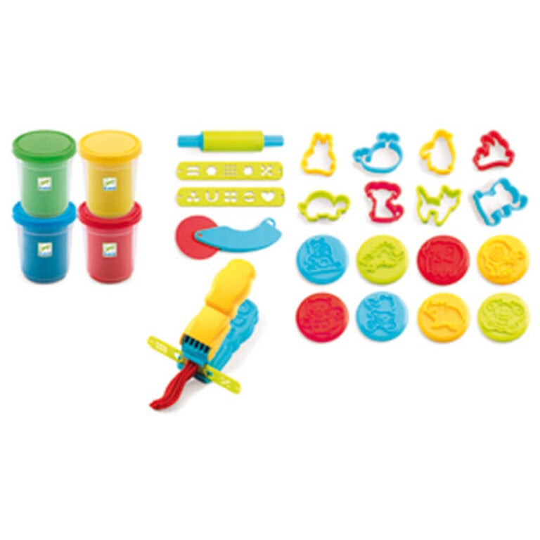 DJECO DJECO - PÂTES À MODELER - 4 POTS ET 21 OUTILS