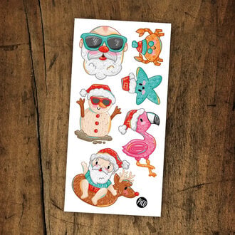 PICO TATOO TEMPORARY TATTOOS - SANTA CLAUS AT THE BEACH