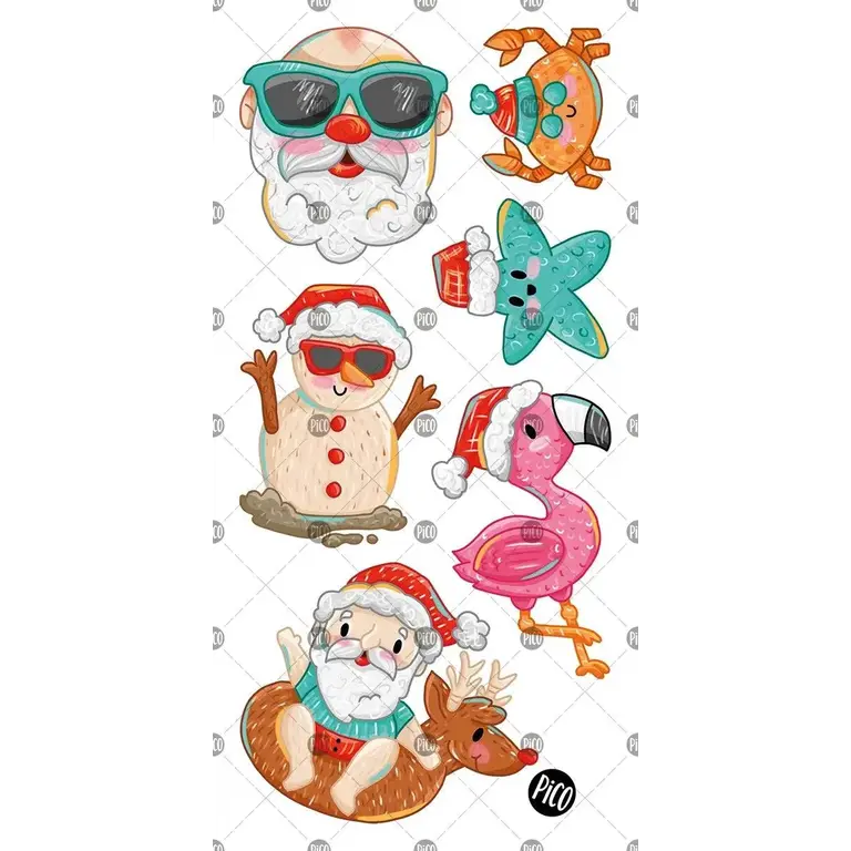 PICO TATOO TEMPORARY TATTOOS - SANTA CLAUS AT THE BEACH
