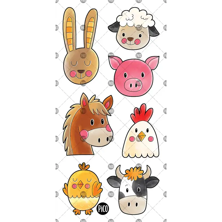 PICO TATOO TEMPORARY TATTOOS - FARM ANIMALS