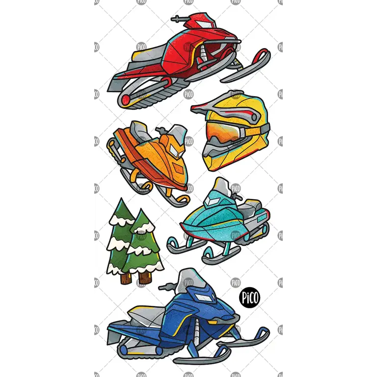 PICO TATOO TEMPORARY TATTOOS - COLORFUL SNOWMOBILES