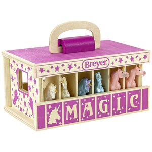 Breyer Breyer - Unicorn Magic Wood Carry Stable with 6 Unicorns