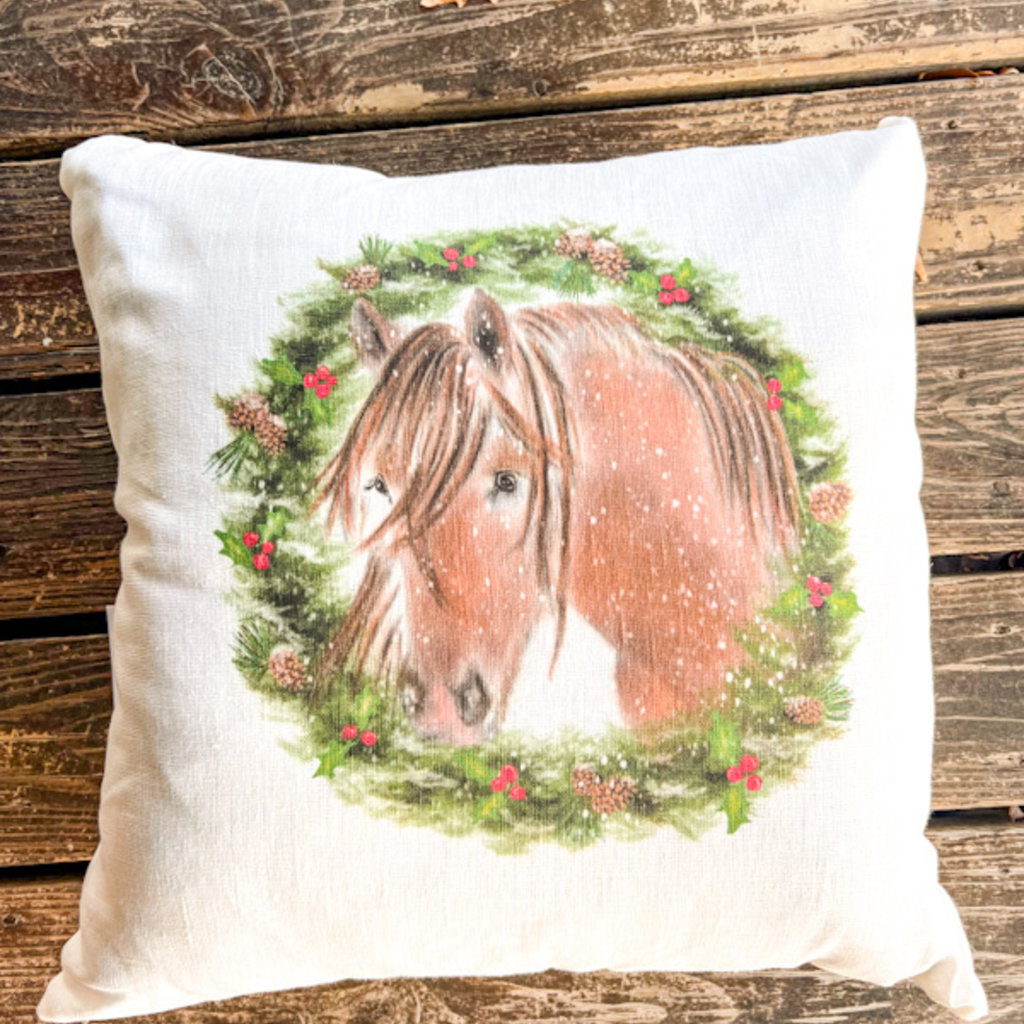 Ox Bow Ox Bow Equestrian Wreath Horse Pillow