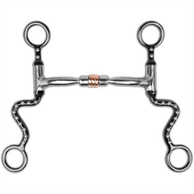 Black Steel Seven Shank with Comfort Snaffle with Copper Roller MB 03 5"