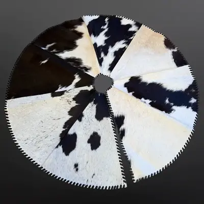 Equipage Imports Buck Stitched Cowhide 8 Panel Western Christmas Tree Skirt