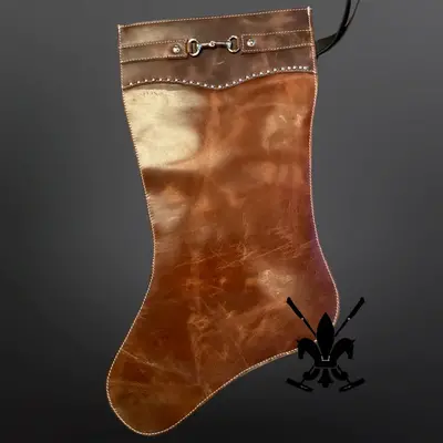 Equipage Imports Equestrian Christmas Snaffle Bit Leather Christmas Stocking XL