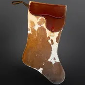 English Saddle Equestrian Cowhide Christmas Stocking XL