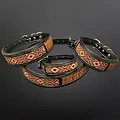 Butterfly Western Tooled Leather Desert Beaded Dog Collar Large