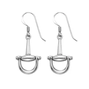 Sterling Silver Equestrian Dee Ring Snaffle Bit Earrings Silver