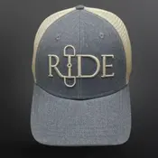 Equestrian RIDE Baseball Cap Puff Embroidery - White Gray