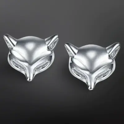 Equipage Imports Equestrian Fox Mask Sterling Silver Stud Earrings