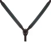 Double J Double J Breast Collar - Brown Rough Out - No Tooling - Heavy Oil - Turq. Buck Stitching - No Conchos
