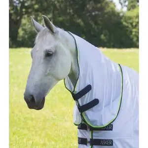 Shires Asker Fly Sheet Neck Cover White/Lime - Charlotte's Saddlery