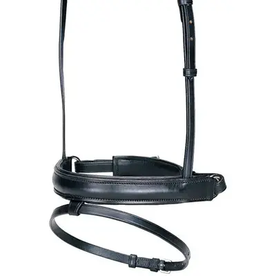 KL Select - Red Barn Salute Bridle Padded Noseband w/ Flash - Black Oversize