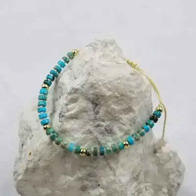 Turquoise Beaded Adjustable Stone Bracelet