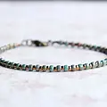 Gilded Turquoise and Bronze Seed Bead Bracelet 8"