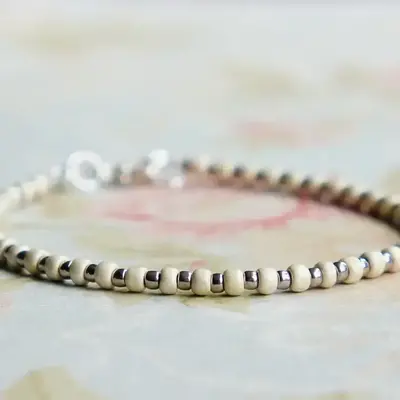 Matte Silver Seed Bead Bracelets