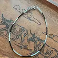 Misc. Western Boho Neutral Checker Hand Beaded Choker