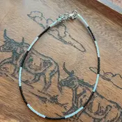Misc. Western Boho Neutral Checker Hand Beaded Choker