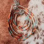 Misc. Western Boho Serape Neutral Tone Hand Beaded Choker