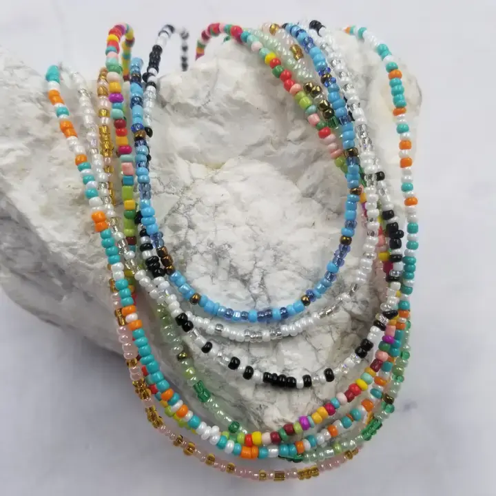 Boho beaded necklace deals
