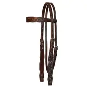 Shaped Floral Browband Headstall Walnut