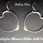 Ken's Handcrafted Jewelry Sterling Silver Earrings Large Heart