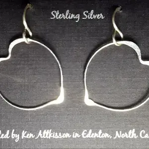 Ken's Handcrafted Jewelry Sterling Silver Earrings Large Heart