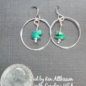 Ken's Handcrafted Jewelry Sterling Silver Earrings W/ Turquoise