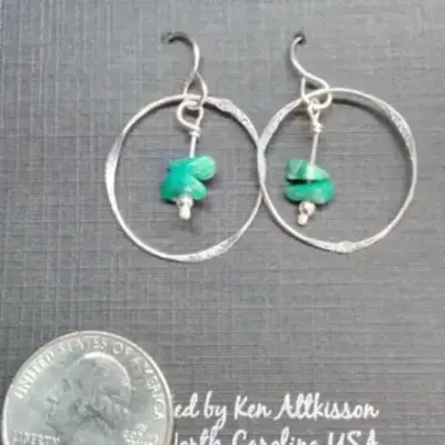 Ken's Handcrafted Jewelry Sterling Silver Earrings W/ Turquoise