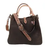 Double J CVT02 - Brown Canvas Tooled Tote