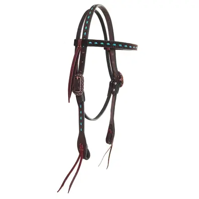 Double J H1218 - Brown Rough Out Buck Stitched Headstall