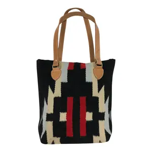 Huntley Equestrian Huntley Equestrian Black Navajo Southwestern Black Aztec Top Handle Tote Bag