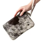 Huntley Equestrian Huntley Equestrian Cowhide Wristlet Handbag Small with Zipper