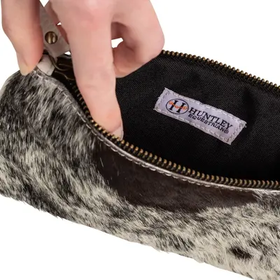 Huntley Equestrian Huntley Equestrian Cowhide Wristlet Handbag Small with Zipper