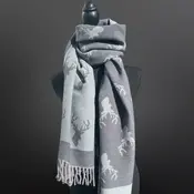 Equipage Imports EPI Deer Hunting Stag Head Winter Scarf LA CHASSE - Fringe