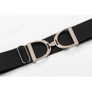 Hutson x Ellany Ellany Black - 1.5” Gold Stirrup Elastic Belt