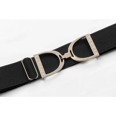 Hutson x Ellany Ellany Black - 1.5” Gold Stirrup Elastic Belt