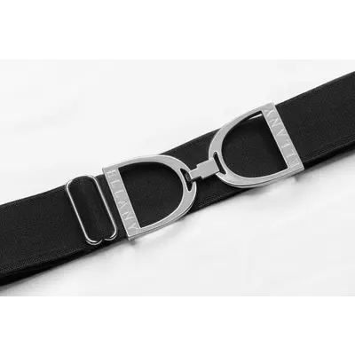 Hutson x Ellany Ellany Black - 1.5” Silver Stirrup Elastic Belt