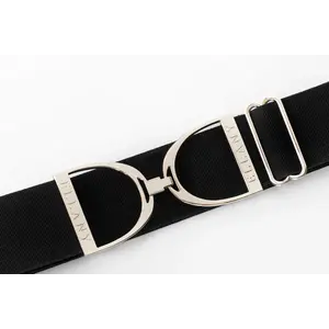 Hutson x Ellany Ellany Black - 2” Silver Stirrup Elastic Belt